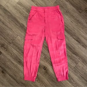 Anthropologie pink cargo joggers